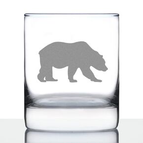 Bear Silhouette - Whiskey Rocks Glass - Cabin Themed Gifts or Rustic Decor for Outdoor Enthusiasts - 10.25 Ounce