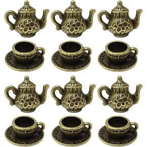 Honbay 40PCS Metal Teapot Tea Cup Charms Pendant Antique Silver Plated Coffee Mug Jewelry Findings for DIY Necklace Earring Bracelet Keychain Craft Making