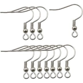 WOCRAFT 200pcs Stainless Steel Ball and Coil Earring Hooks Findings Ear Wires Fish Hook Earrings Hoops Ear Wire for DIY Jewelry Making (10169)