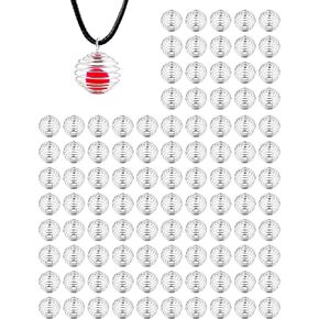 JIALEEY Spiral Bead Cages Pendants, 100 PCs 20x25mm Silver Plated Stone Holder Necklace Cage Pendants Findings for Jewelry Making and Crafting