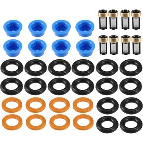 Fuel Injector Seal O Ring - Car O-Ring Rebuild Repair Kit - for Ford F-150 4.6L 1985-1996 NBR Rubber Black - 8 Sets