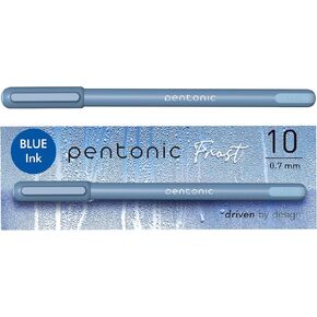 Pentonic Ballpoint Pens, 10 Count, Frosted Pale Blue Barrel with Blue Ink, 0.7 mm Fine Point, Smooth Writing For Journaling & Note Taking (PEN13085)