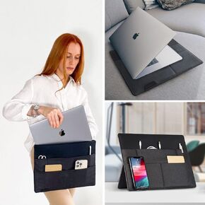3-in-1 Sleeve Bag, Laptop & Tablet Portfolio | Portable Tech & Desktop Organizer | Ultra-Slim | Laptop Carrying Case Compatible with MacBook Air/Pro, Lenovo, HP, Dell, Asus Notebook..Up to 15"