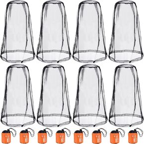 8 Pack Gray & Black Mosquito Covers Wearable Head Net Face Mesh Protecting Net Mosquito Fly Insects Bugs Preventing for Outdoor Activity