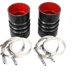 6" Length TMKOOL 2PCS Silicone CAC Charge Air Cooler Double Hump Hose Boot Set 3" x 6" with Constant Tension T-Bolt Clamps Set, 3" ID Turbo, Air Intake and Intercooler Hose Kit (3" BLACK) in Kuwait