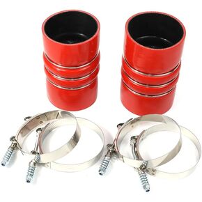6" Length TMKOOL 2PCS Silicone CAC Charge Air Cooler Double Hump Hose Boot Set 3" x 6" with Constant Tension T-Bolt Clamps Set, 3" ID Turbo, Air Intake and Intercooler Hose Kit (3" BLACK)