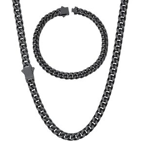 ChainsHouse 5mm 20" Cuban Chain Necklace Men Bracelet 19cm