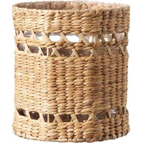سلة مهملات الحمام - سلة المهملات المزخرفة المصنوعة من الأعشاب البحرية المنسوجة يدويًا مع سلة قمامة داخلية من البلاستيك الشفاف in Kuwait