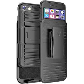 حافظة Stronden حافظة لهاتف iPhone SE (2022، 2020)، حافظة بمشبك حزام 7/8، حافظة رفيعة مع مشبك حزام دوار ومسند مدمج لهاتف iPhone SE (2020)، 7 و8 (أسود) in Kuwait