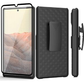Ailiber Compatible with Google Pixel 6 Case, Pixel 6 Case Holster with Screen Protector, Swivel Belt Clip Holster Kickstand Holder, Slim Rugged Full Body Protective Cover for Google Pixel 6-Black