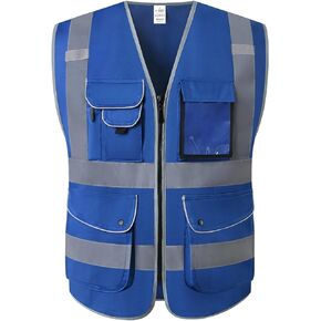 XIAKE 9 Pockets Class 2 High Visibility Reflective Safety Vest for Men Women Work Construction Vest
