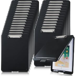 28 Pack Thick Storage Clipboard Bulk Black Clipboard with Storage 150 Sheets A4 Paper Heavy Duty Open Nursing Clipboard Foldable Storage for Nurses Students Classroom Office 13.2 x 9.3 x 1 in