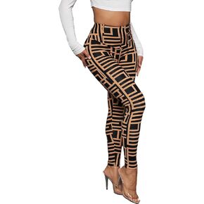 Floerns Women's Allover Print High Waist Workout Yoga Legging Pants