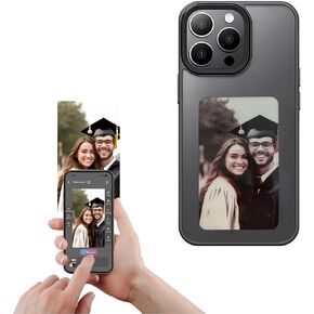 𝐃𝐈𝐘 𝐄-𝐈𝐧𝐤 Phone Case Smart Phone Case Rear Projection Ink Case Customizable Instantly Display Photo Phone Case Personalize Ink Phone Case Back Cover (Black, iPhone 13 PRO)