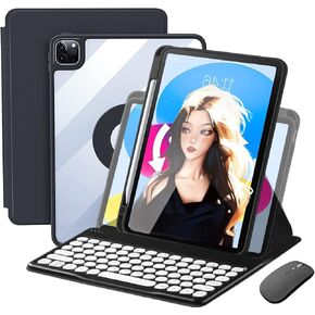 Vertical Keyboard Case for iPad Air 6th 11inch/Air 5th/4th Gen with Mouse, Rotating Case for iPad Air6/Air5/Air4/Pro11 2022 with Keyboard Mouse Combo, Magnetic-Black