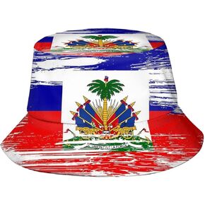 Haiti Flag Bucket Hat Cute Fisherman Hat Haitian Bucket Hats Sun Hat for Fishing Hiking Camping