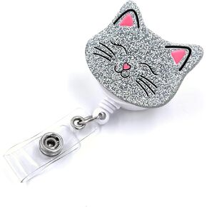 Tian Zhun Happy Dinosaur Badge Reel with ID Clip Cute T-rex Dino Acrylic Badge Clip Name Work Accessories, for Nurse Medical Ob GYN Pediatrics Student Teacher