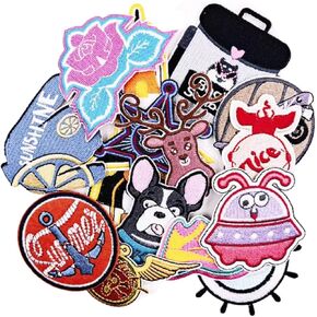 15 Pcs Random Assorted Embroidered Iron on Patches, Cute Sewing Applique for Jackets, Hats, Backpacks, Jeans, DIY Accessories