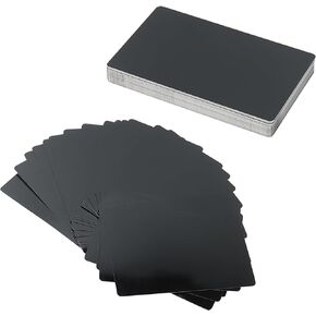 200Pcs 3.38 x 2.12 Inch Blank Metal Business Cards, 0.21mm Thickness Black Aluminium Name Visiting Card Blanks for Engraving, 86 x 54mm