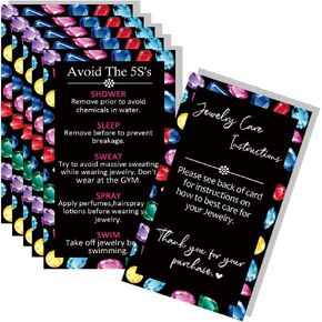 Jewelry Care Instruction Cards,Jewelry Cleaning Care Cards,Jewelry Care Cards,Thank You Package Insert for Jewelry Cleaning Customer Directions,50Pack 3.5 x 2 Inch Business Card Size