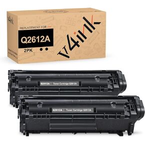 V4INK 2PK Q2612A Toner Cartridge Compatible Replacement for HP 12A Toner Cartridge Black Ink for HP 1010 1012 1018 1020 1022 1022N M1005 M1319F Canon D420 D450 D480 MF4150 MF4350D MF4370DN Printer