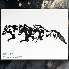 3 Horses Running Stencil Template 8.5" x 11" - Reusable, Craft Stencil for Painting, Decor, and DIY Projects - LIONX