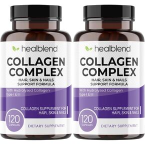 Collagen Complex - Hydrolyzed Collagen Supplement for Women and Men, Anti-Aging and Healthy Joints, Healthy Skin, Hair and Nails (120 Capsules) (3 Pack) in Kuwait
