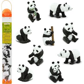 Safari Ltd. Panda TOOB - Set of 9 Hand-Painted Mini Figurines - Educational Toy Figures for Boys, Girls & Kids Ages 3+
