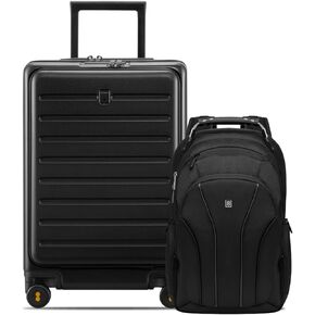 LEVEL8 Road Runner Carry On Luggage 20" Inch with Laptop Backpack-Black