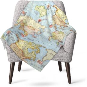 Cute Lightweight Silky Cozy Warm Atlas World Map Blue Travel Baby Blanket for Boys Infant Toddler Newborn Unisex Crib Cot Stroller Summer Spring Use 30"X40"