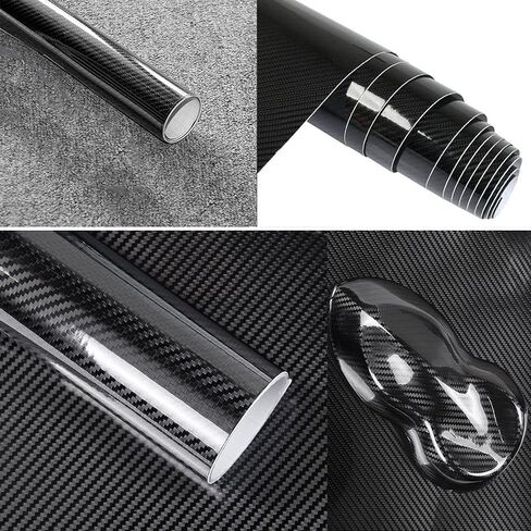 Black 6D Carbon Fiber Wrap Vinyl Roll for Cars, Arespark High Gloss Automotive Vinyl Film, Bubble Free, Air Release, for DIY Decor Interior Exterior, 1.5ft x 5ft in Saudi Arabia