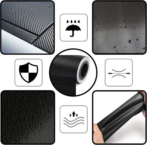 Black 6D Carbon Fiber Wrap Vinyl Roll for Cars, Arespark High Gloss Automotive Vinyl Film, Bubble Free, Air Release, for DIY Decor Interior Exterior, 1.5ft x 5ft in Saudi Arabia
