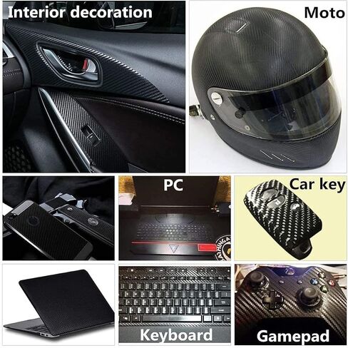 Black 6D Carbon Fiber Wrap Vinyl Roll for Cars, Arespark High Gloss Automotive Vinyl Film, Bubble Free, Air Release, for DIY Decor Interior Exterior, 1.5ft x 5ft in Saudi Arabia