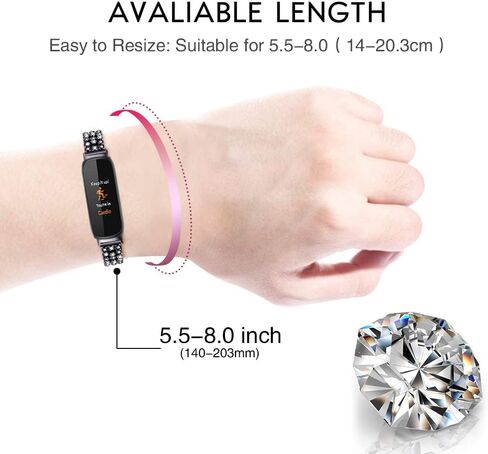 FitTurn Compatible with Fitbit inspire 3 Smart Watch Band for Women Men Replacement Quick Release Rhinestone Metal Bling Bracelet Wristband Women Men Girls in Saudi Arabia