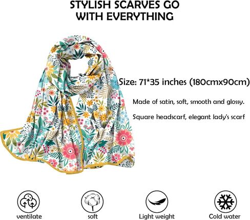 Scarves Scarf Silk Feeling Long Satin Scarf Lightweight Shawls Fashion Aesthetic Decoration for Women Girls in Kuwait