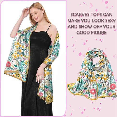 Scarves Scarf Silk Feeling Long Satin Scarf Lightweight Shawls Fashion Aesthetic Decoration for Women Girls in Kuwait