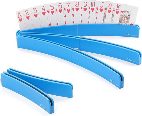 حامل بطاقات مكون من 4 قطع لبطاقات اللعب، منظم رف صينية بلاستيكية مقاس 13.3 بوصة للأطفال وكبار السن والأيدي الصغيرة والتهاب المفاصل وحامل بطاقات اللعب بدون استخدام اليدين مثالي للعب بطاقة استراتيجية بريدج كاناستا - أزرق in Kuwait