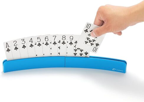 حامل بطاقات مكون من 4 قطع لبطاقات اللعب، منظم رف صينية بلاستيكية مقاس 13.3 بوصة للأطفال وكبار السن والأيدي الصغيرة والتهاب المفاصل وحامل بطاقات اللعب بدون استخدام اليدين مثالي للعب بطاقة استراتيجية بريدج كاناستا - أزرق in Kuwait