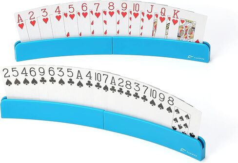 حامل بطاقات مكون من 4 قطع لبطاقات اللعب، منظم رف صينية بلاستيكية مقاس 13.3 بوصة للأطفال وكبار السن والأيدي الصغيرة والتهاب المفاصل وحامل بطاقات اللعب بدون استخدام اليدين مثالي للعب بطاقة استراتيجية بريدج كاناستا - أزرق in Kuwait