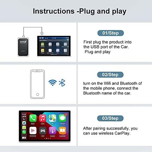 محول CarPlay اللاسلكي أحدث CarlinKit 3.0 يدعم Siri/GPS/الموسيقى/الاتصال التلقائي/الترقية عبر الإنترنت/قابل للتخصيص. معدل نقل 5.8 جيجا هرتز يحول السلكية إلى لاسلكية في ثوان in Kuwait