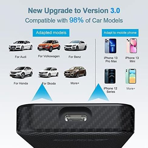 محول CarPlay اللاسلكي أحدث CarlinKit 3.0 يدعم Siri/GPS/الموسيقى/الاتصال التلقائي/الترقية عبر الإنترنت/قابل للتخصيص. معدل نقل 5.8 جيجا هرتز يحول السلكية إلى لاسلكية في ثوان in Kuwait
