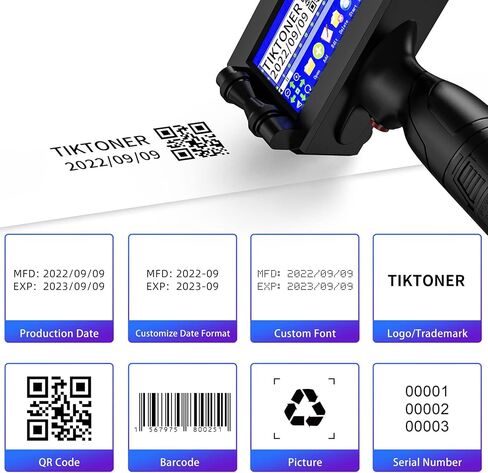 طابعة نفث الحبر المحمولة 127T1، شاشة لمس 4.3 بوصة، خرطوشة حبر سريعة الجفاف، ترميز نفث الحبر، طابعة محمولة محمولة للرمز الشريطي، رقم الدفعة، رمز التاريخ، شعار QRCode (25 لغة) in Kuwait