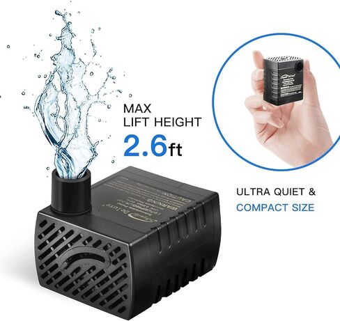 Simple Deluxe 4.3ft High Lift 160GPH 8W Water Table Pump (600L/H) with 2 Nozzles, Perfect for Fish Tank, Pond, Aquarium, Hydroponics, Black in Saudi Arabia