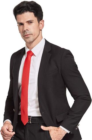 ربطة عنق رجالية صلبة هدية عيد الحب صديقة للبيئة نحيفة أنيقة وربطة عنق مخططة مع منديل مجاني in Kuwait