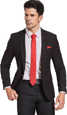 ربطة عنق رجالية صلبة هدية عيد الحب صديقة للبيئة نحيفة أنيقة وربطة عنق مخططة مع منديل مجاني in Kuwait