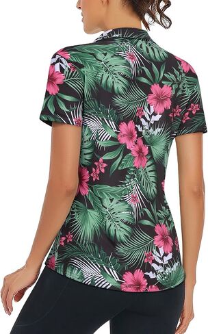 LURANEE Women's Short Sleeve Golf Shirt UPF 50+Zip Up Quick Dry Tennis Polo Workout Tops Slit Zipper at Hem in Saudi Arabia