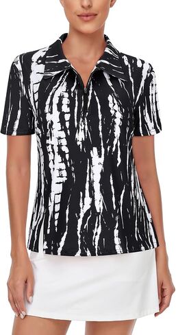 LURANEE Women's Short Sleeve Golf Shirt UPF 50+Zip Up Quick Dry Tennis Polo Workout Tops Slit Zipper at Hem in Saudi Arabia