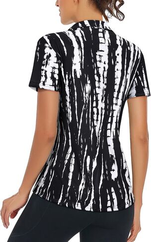 LURANEE Women's Short Sleeve Golf Shirt UPF 50+Zip Up Quick Dry Tennis Polo Workout Tops Slit Zipper at Hem in Saudi Arabia