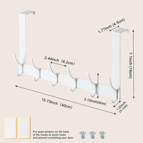 BOOMIBOO Over The Door Hooks, Sturdy Door Hanger, Towel Rack Towel Hooks for Bathroom 12 Hooks Large Over The Door for Bathroom, Bedroom，Kitchen in Saudi Arabia