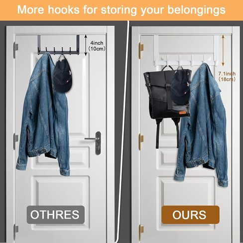 BOOMIBOO Over The Door Hooks, Sturdy Door Hanger, Towel Rack Towel Hooks for Bathroom 12 Hooks Large Over The Door for Bathroom, Bedroom，Kitchen in Saudi Arabia